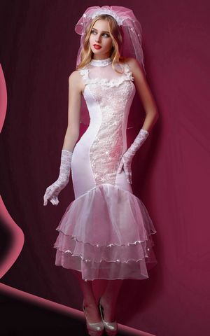 F1747 White Beauty Women Mesh Covers Sexy Bride Costume Wedding Dress